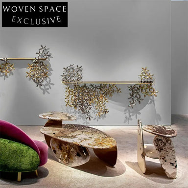 Chic Modern Mushroom Shape Gold Marble Living Room Accent Coffee Table