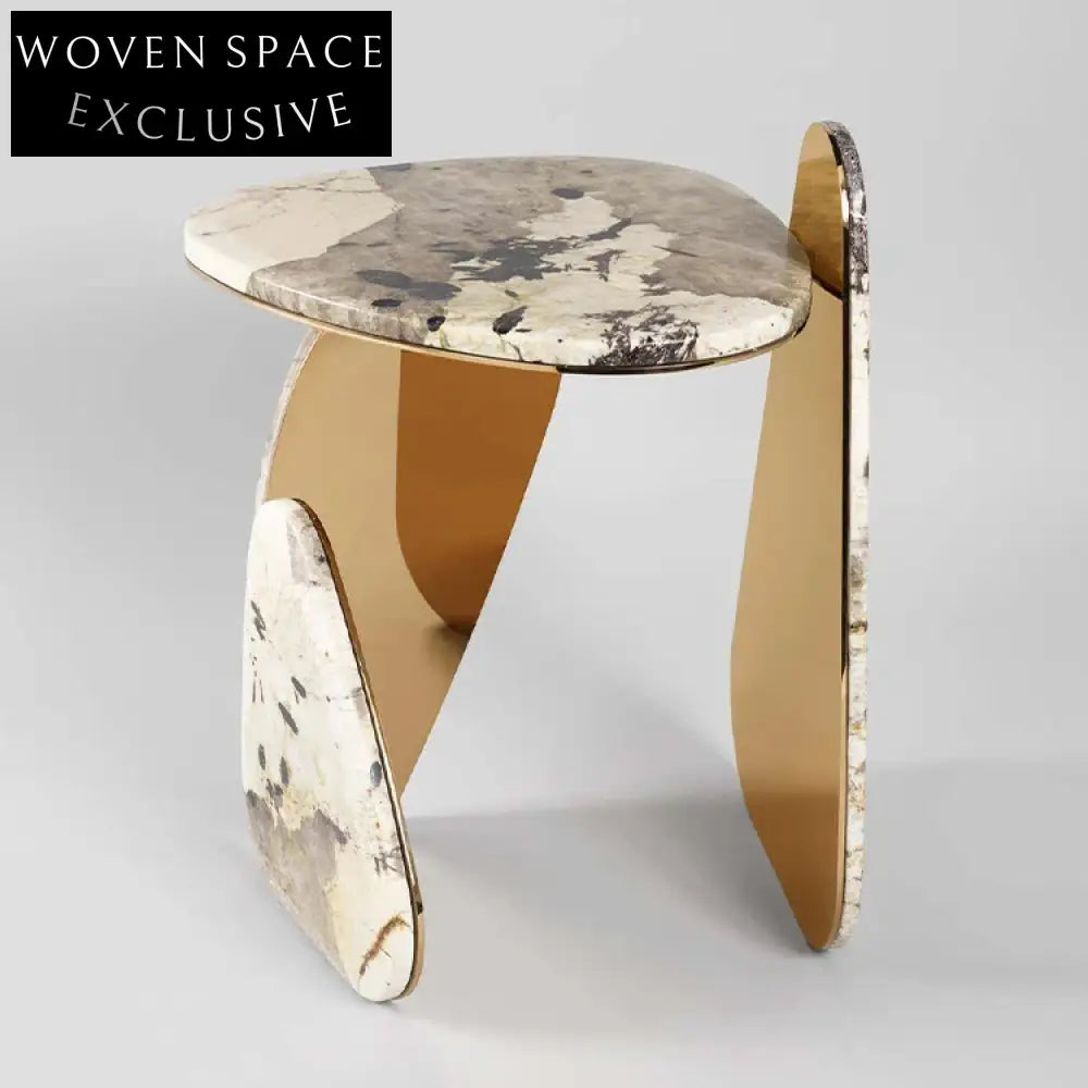 Chic Modern Mushroom Shape Gold Marble Living Room Accent Coffee Table