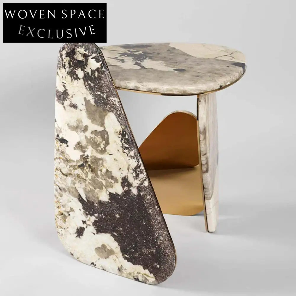 Chic Modern Mushroom Shape Gold Marble Living Room Accent Coffee Table