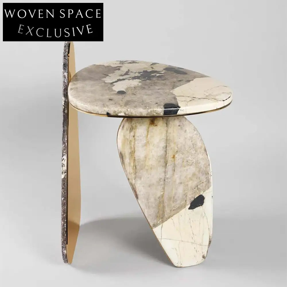 Chic Modern Mushroom Shape Gold Marble Living Room Accent Coffee Table