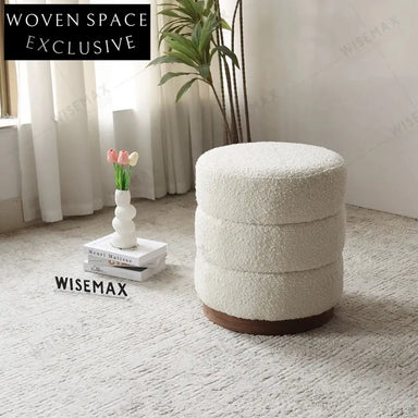 Chic Modern Plush Velvet Round Ottoman Stool