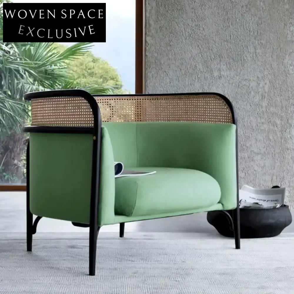 Chic Modern Rattan and Solid Wood Living Room Sofa Collection