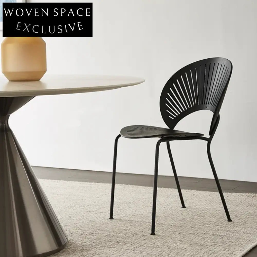 Chic Modern Round Slate Top Dining Table with Luxury Metal Base