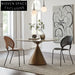 Chic Modern Round Slate Top Dining Table with Luxury Metal Base