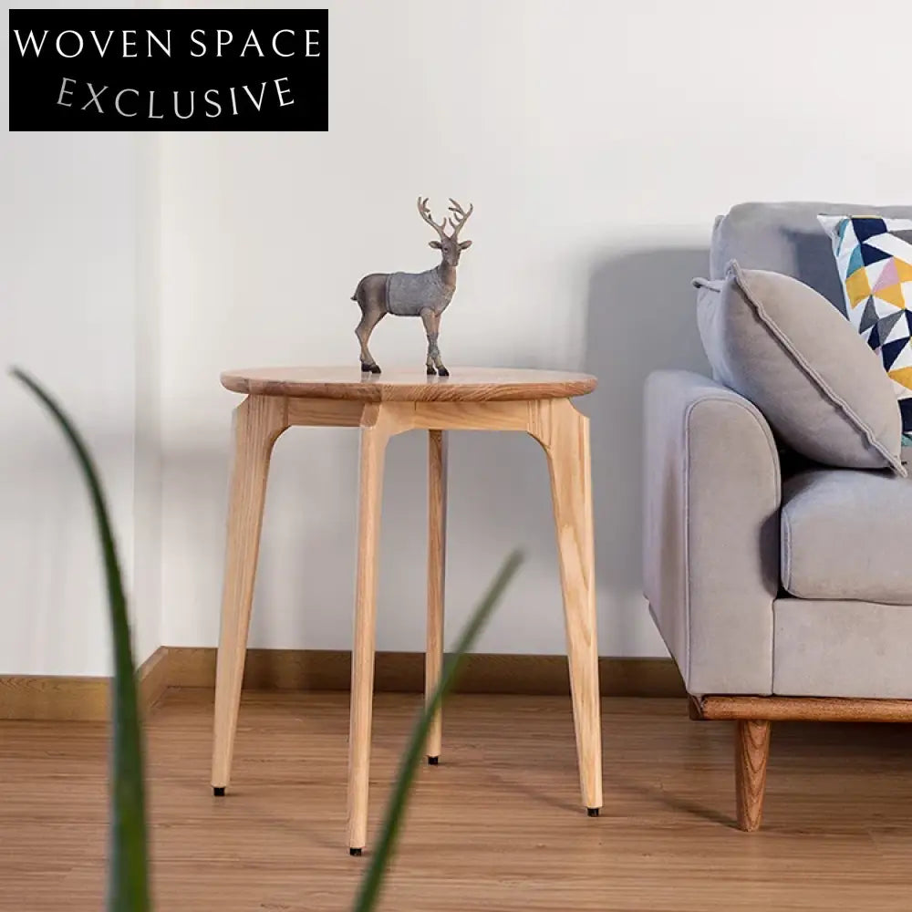 Chic Modern Solid Wood Round Side Table for Living Room Sofa Bedside