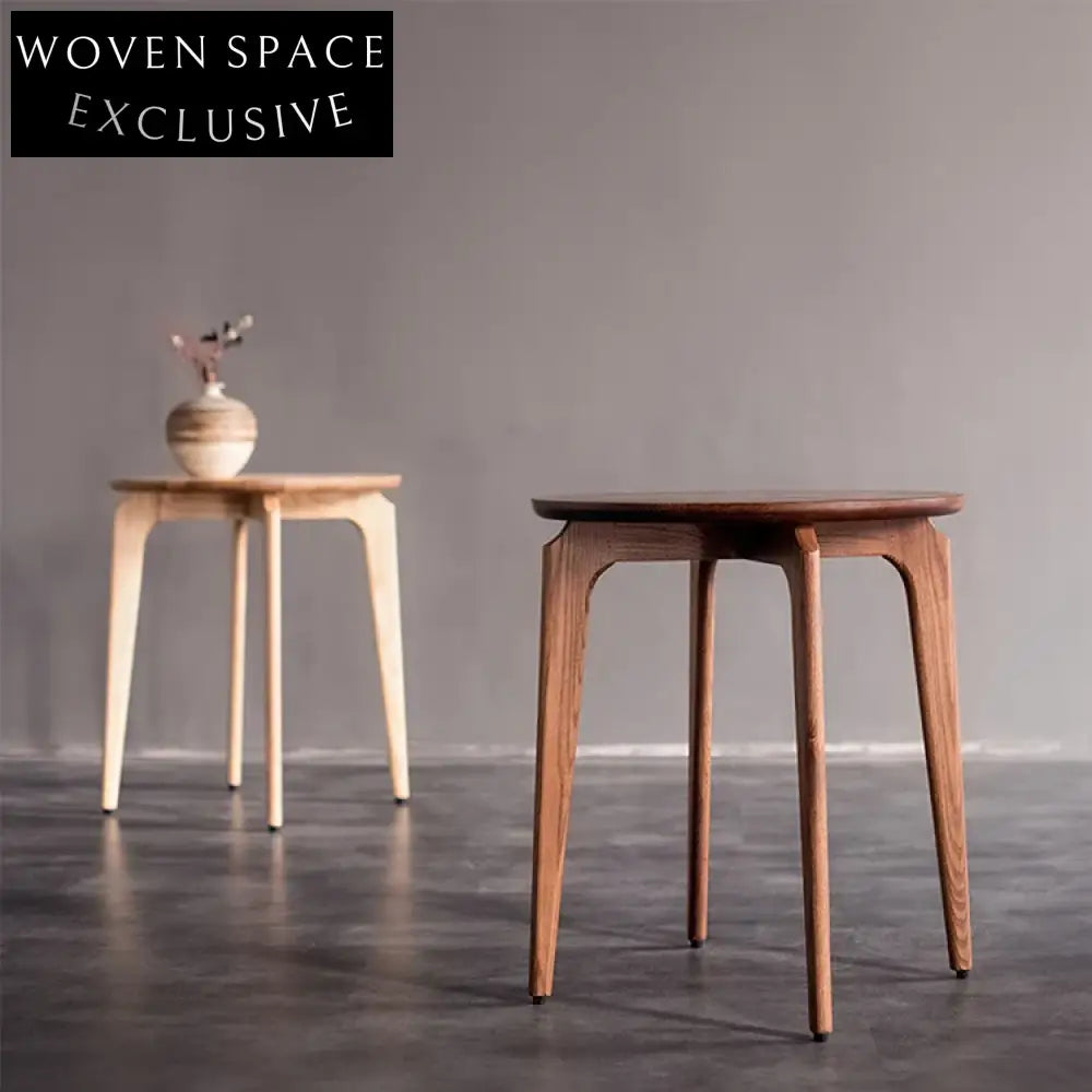 Chic Modern Solid Wood Round Side Table for Living Room Sofa Bedside