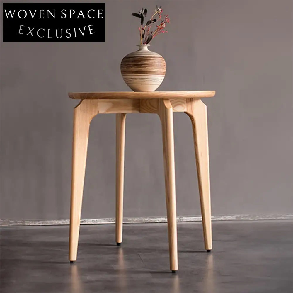 Chic Modern Solid Wood Round Side Table for Living Room Sofa Bedside