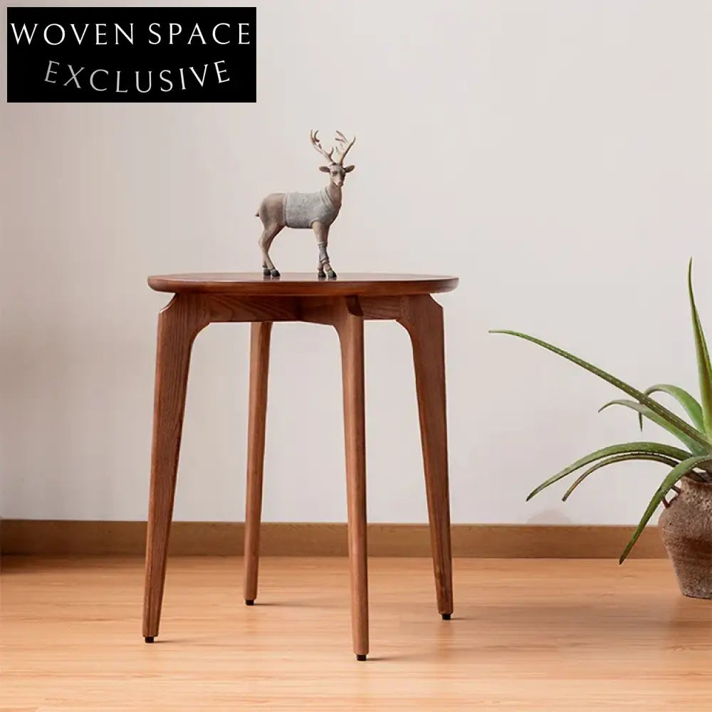 Chic Modern Solid Wood Round Side Table for Living Room Sofa Bedside