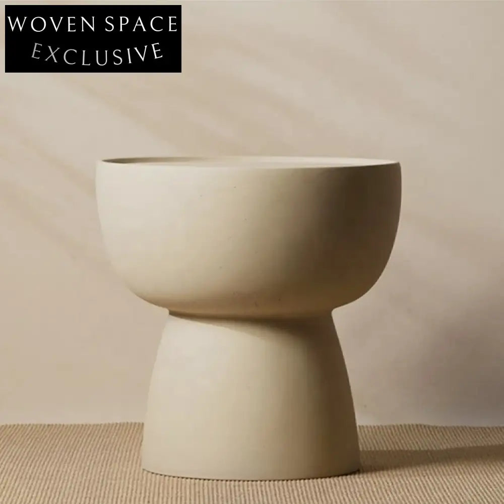 Chic Modern White Concrete Fiberglass Round Oval Living Room Coffee Table