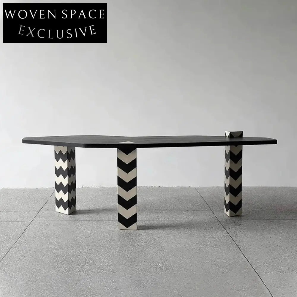 Chic Modern Wood Vanity with Arrow Top and Zebra Legs, Dressing Table