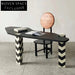 Chic Modern Wood Vanity with Arrow Top and Zebra Legs, Dressing Table