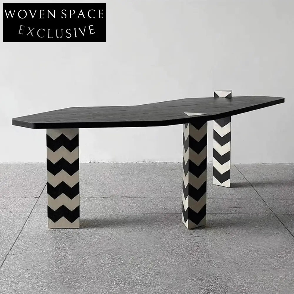 Chic Modern Wood Vanity with Arrow Top and Zebra Legs, Dressing Table