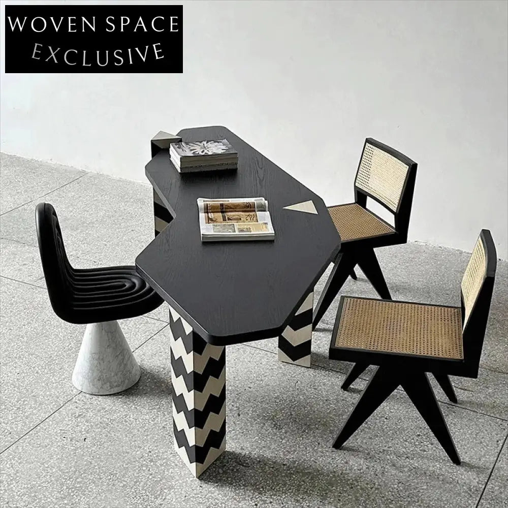 Chic Modern Wood Vanity with Arrow Top and Zebra Legs, Dressing Table