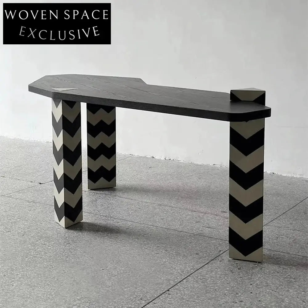 Chic Modern Wood Vanity with Arrow Top and Zebra Legs, Dressing Table