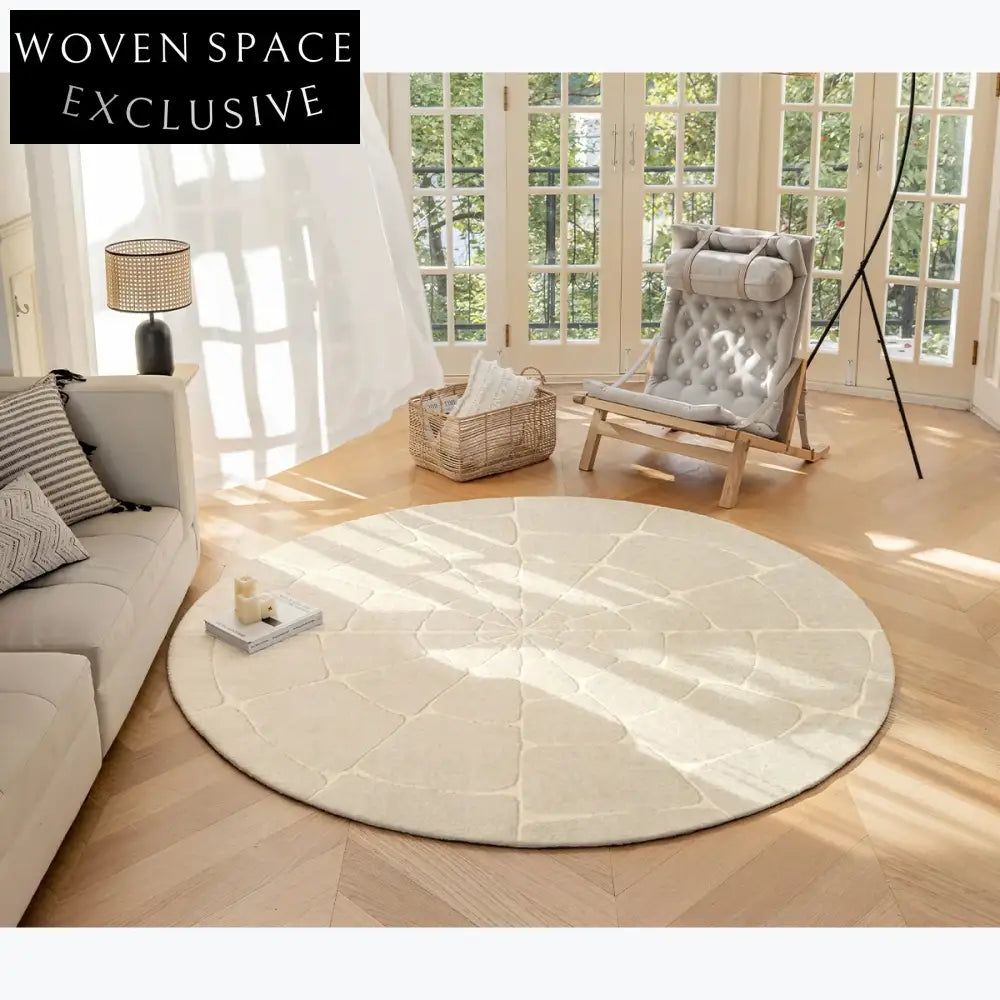Chic Multi-Color Stripe Hand-Tufted Wool Round Area Rug for Modern Living Room Decor
