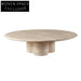 Chic Natural Travertine Stone Round Coffee, Living Room Centerpiece Table