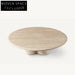 Chic Natural Travertine Stone Round Coffee, Living Room Centerpiece Table