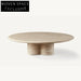 Chic Natural Travertine Stone Round Coffee, Living Room Centerpiece Table