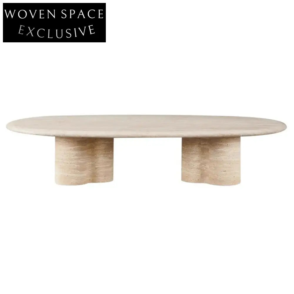 Chic Natural Travertine Stone Round Coffee, Living Room Centerpiece Table