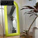 Chic Nordic Arch Full-Length Floor Mirror with Green Wood Edge