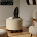 Chic Nordic Boucle Fabric Round Ottoman: Modern Living Room Accent Stool Chair