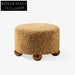 Chic Nordic Boucle Fabric Round Ottoman: Modern Living Room Accent Stool Chair