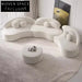 Chic Nordic Curved Sectional Sofa & Ottoman Set for Modern Living Rooms