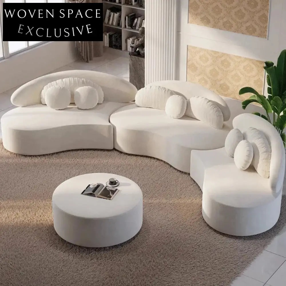 Chic Nordic Curved Sectional Sofa & Ottoman Set for Modern Living Rooms