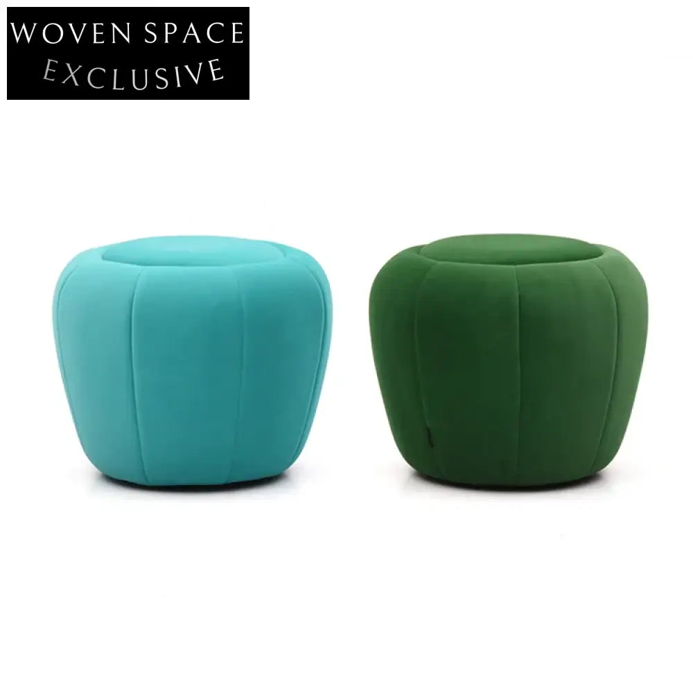 Chic Nordic Leather Round Upholstered Ottoman, Modern Living Room Footrest Stool