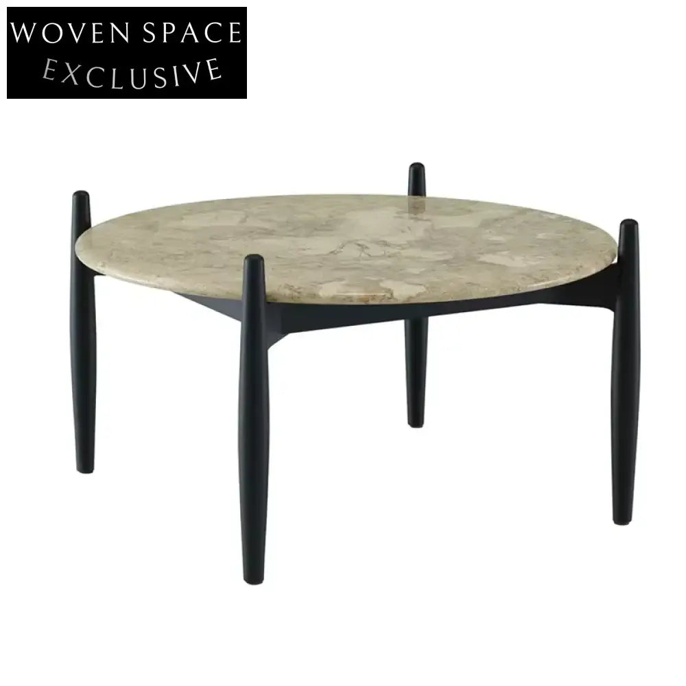 Chic Nordic Marble Top Coffee Table with Modern Wood Base for Living Spaces
