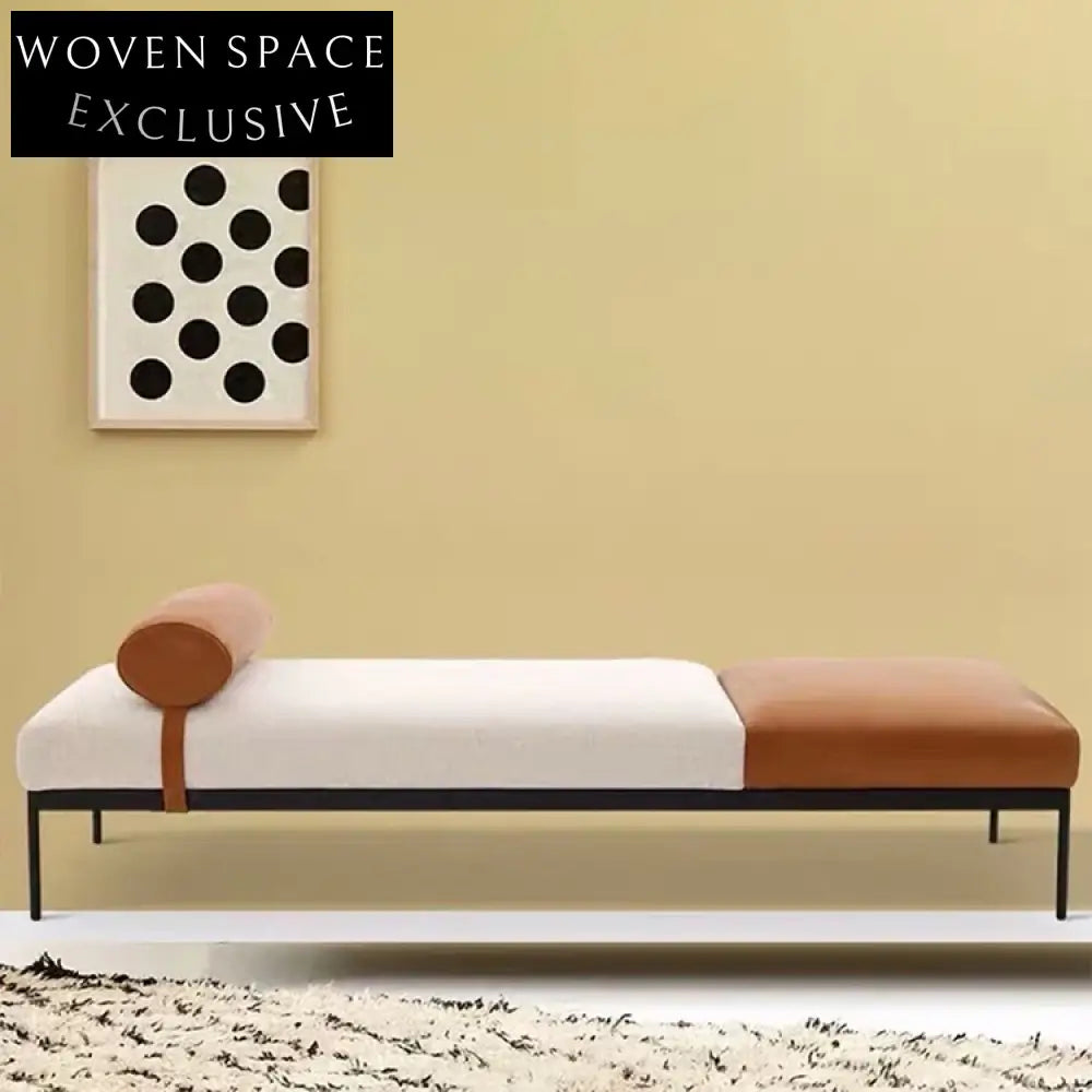 Chic Nordic Minimalist Fabric Bed Stool with Metal Legs, Versatile Sofa Bench