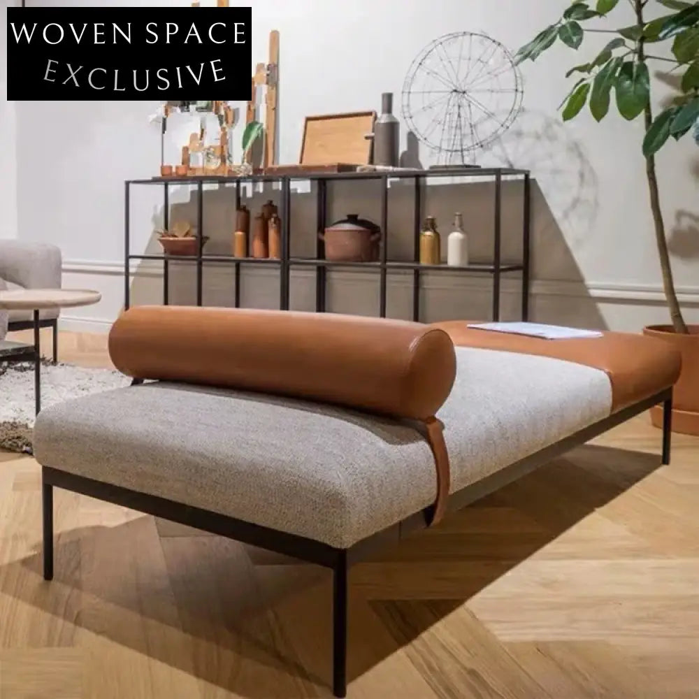 Chic Nordic Minimalist Fabric Bed Stool with Metal Legs, Versatile Sofa Bench