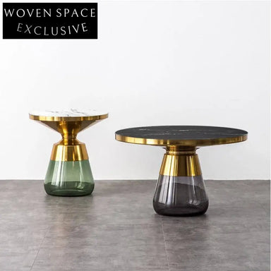 Chic Nordic Modern Glass Metal Coffee Table Set for Living Room