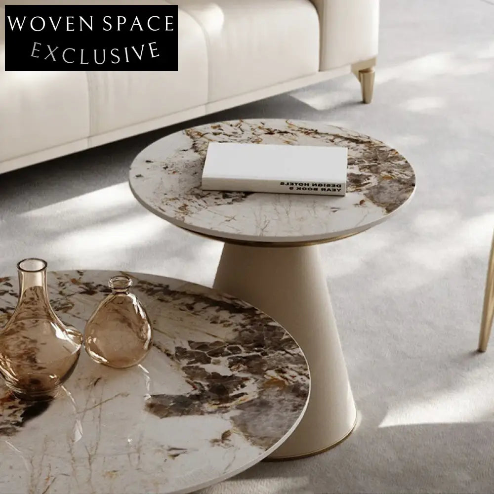 Chic Nordic Modern Round Sintered Stone Nesting Coffee Table Set
