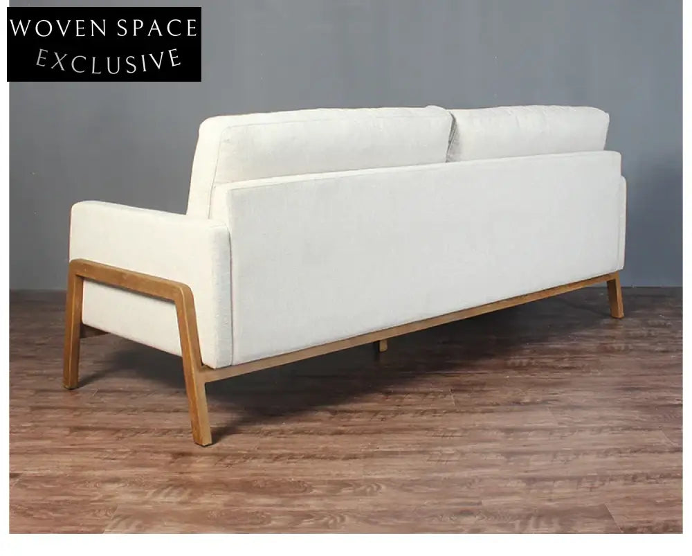 Chic Nordic 3-Seat Oak Frame Sofa, Plush Linen Upholstery for Modern Living