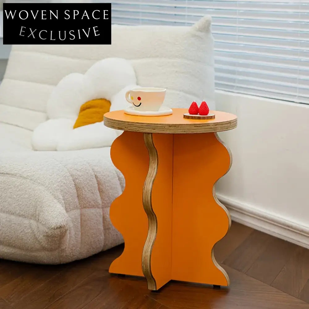 Chic Nordic Plywood Round Flowershape Side Coffee Table for Modern Homes