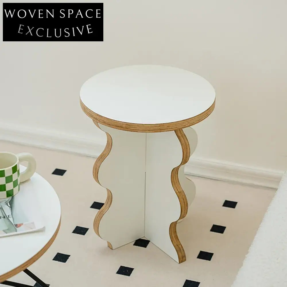 Chic Nordic Plywood Round Flowershape Side Coffee Table for Modern Homes