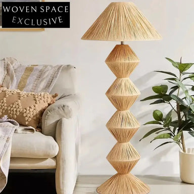 Chic Nordic Rattan Floor Lamp, Contemporary Design for Living Room Cafe Decor
