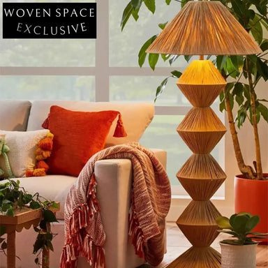 Chic Nordic Rattan Floor Lamp, Contemporary Design for Living Room Cafe Decor