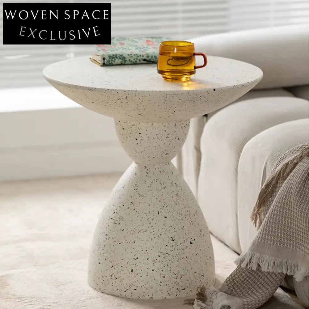 Chic Nordic Round Magnesium Oxide Marble Top Side Coffee Table