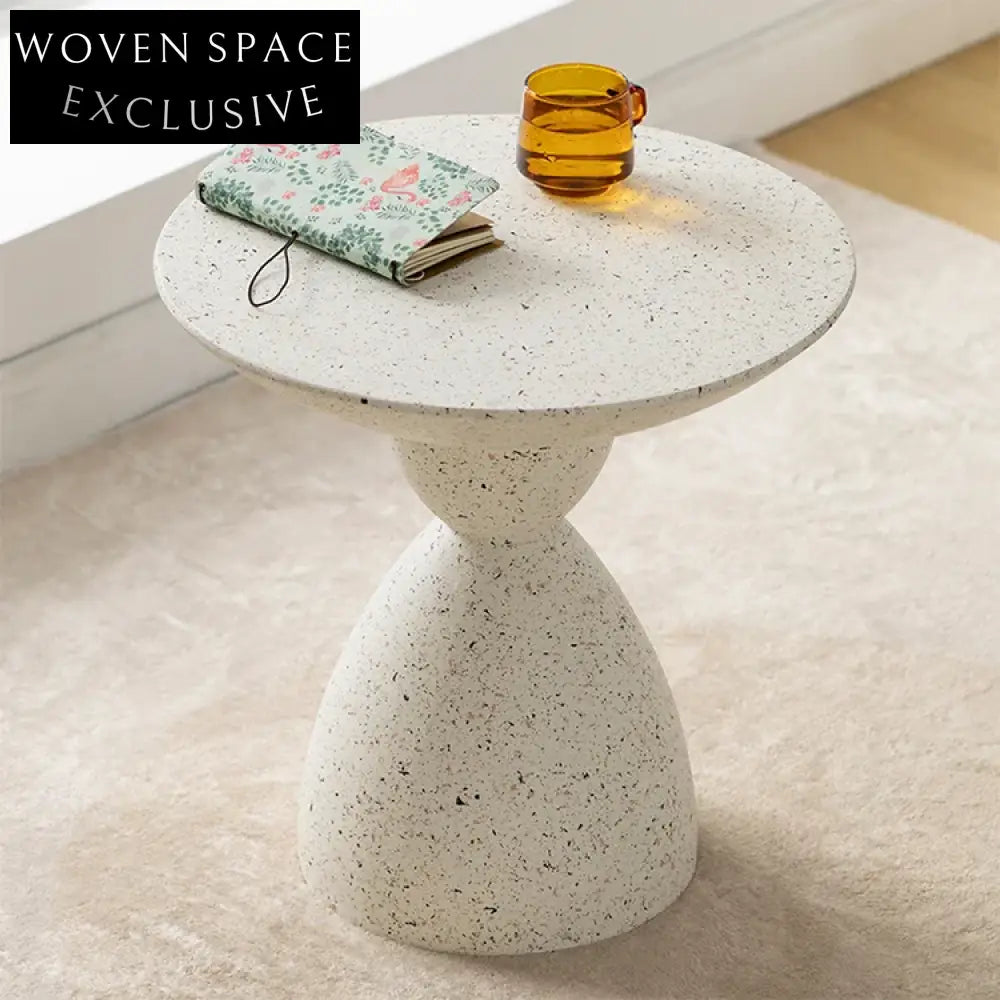 Chic Nordic Round Magnesium Oxide Marble Top Side Coffee Table