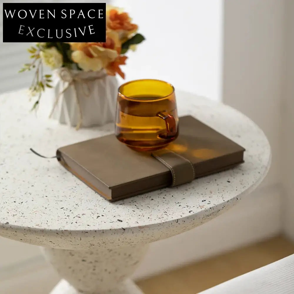 Chic Nordic Round Magnesium Oxide Marble Top Side Coffee Table