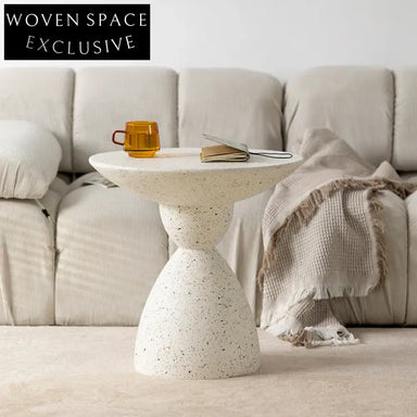 Chic Nordic Round Magnesium Oxide Marble Top Side Coffee Table