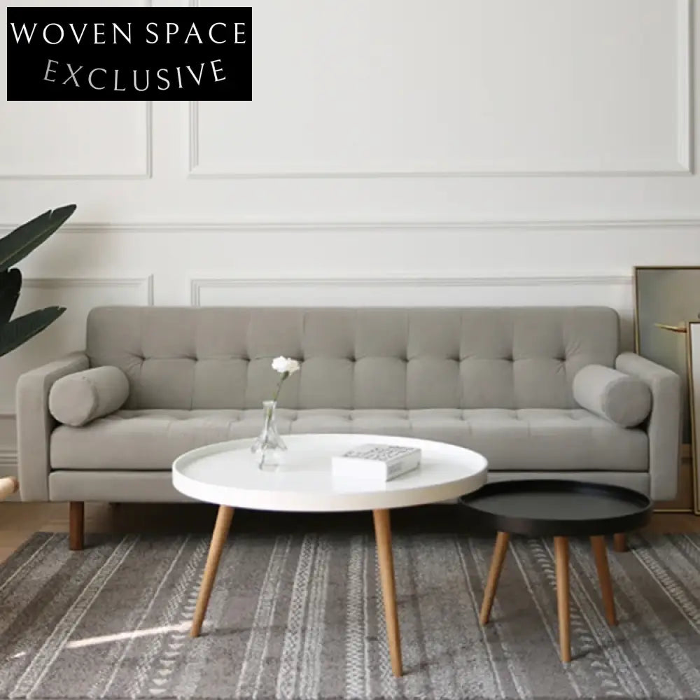 Chic Nordic Round Solid Oak Wood Living Room Accent Coffee Table