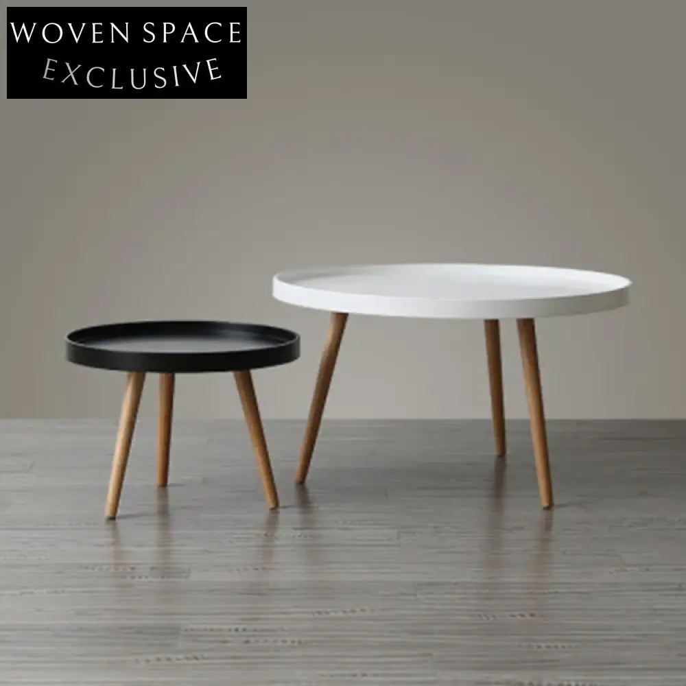 Chic Nordic Round Solid Oak Wood Living Room Accent Coffee Table