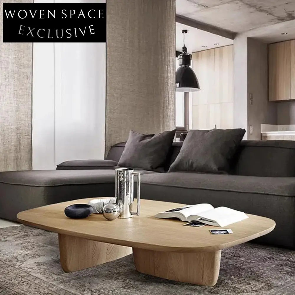 Chic Nordic Solid Wood Coffee Table with Plywood Top for Living Room