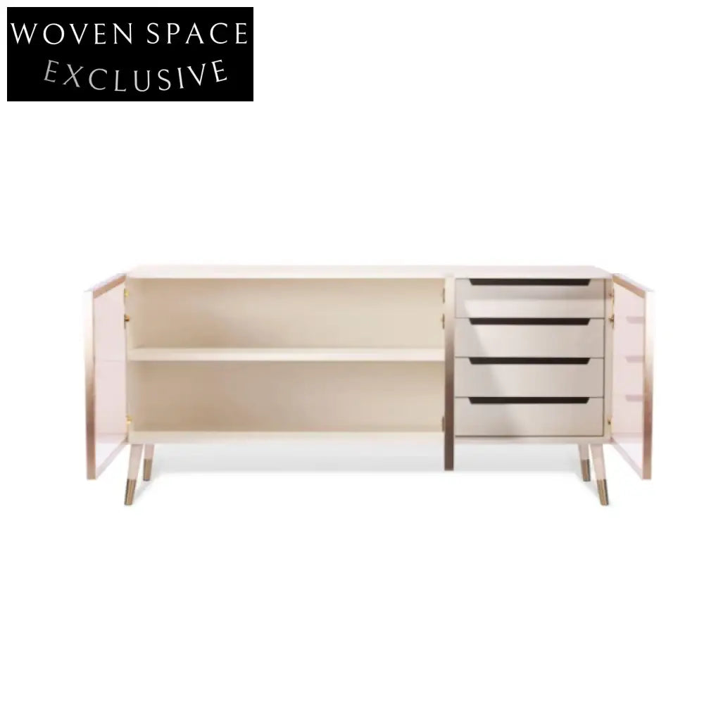 Chic Nordic Solid Wood Console Table with Stainless Steel Base Entryway Table