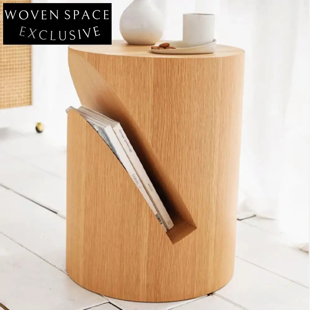 Chic Nordic Solid Wood Round Side Table for Living Room, Nightstand