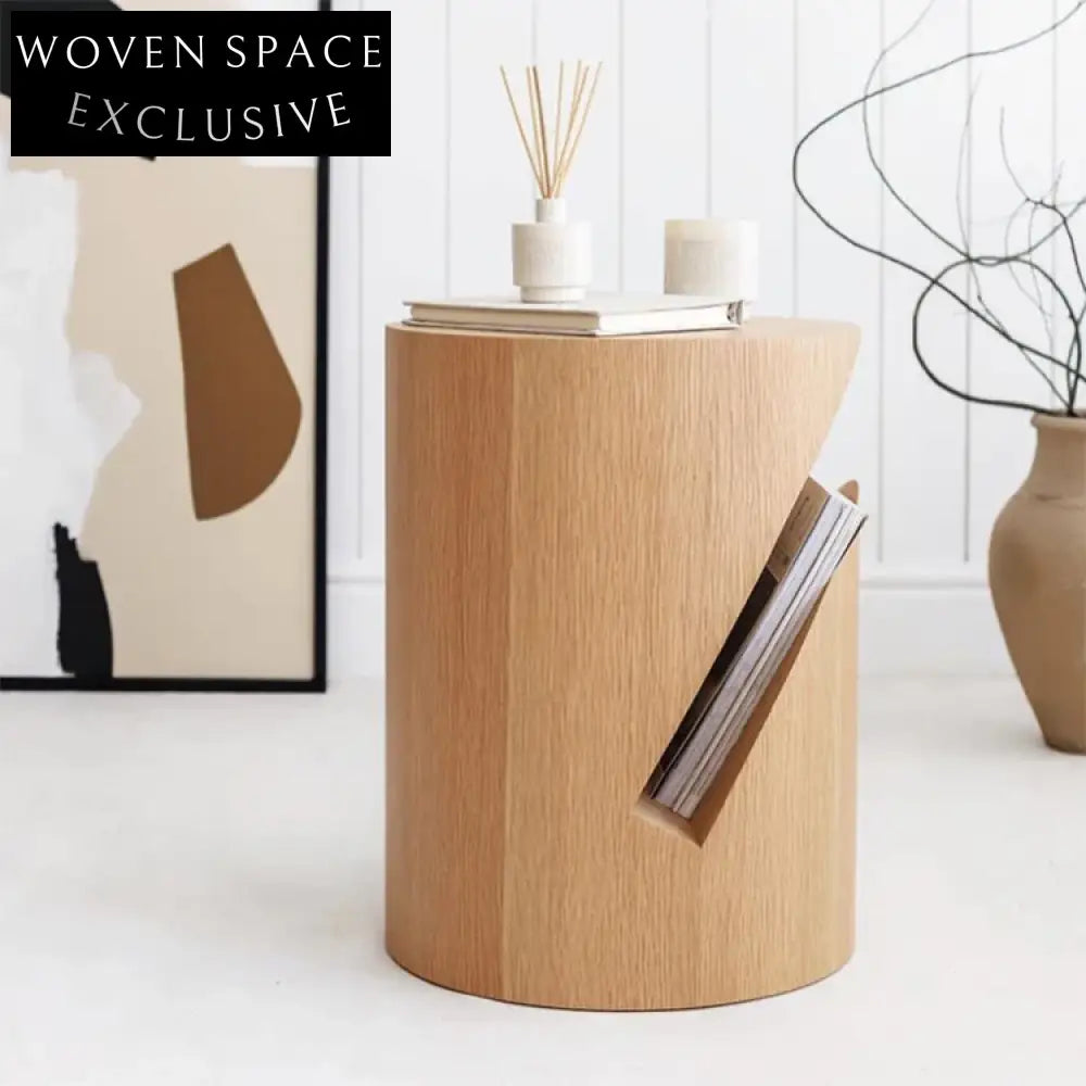 Chic Nordic Solid Wood Round Side Table for Living Room, Nightstand