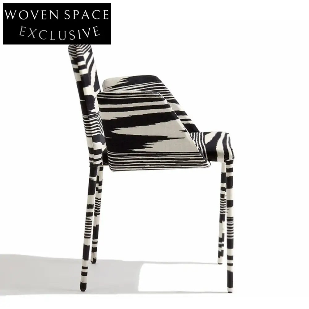 Chic Nordic Solid Wood Zebra Print Fabric Upholstery Accent Chair